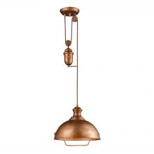 ELK Home Plus 65061-1 - Farmhouse 1-Light Adjustable Pendant in Bellwether Copper with Matching Shade