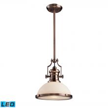 ELK Home Plus 66143-1-LED - Chadwick 1-Light Pendant in Antique Copper with White Glass - Includes LED Bulb