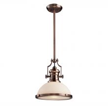 ELK Home Plus 66143-1 - Chadwick 1-Light Pendant in Antique Copper with White Glass