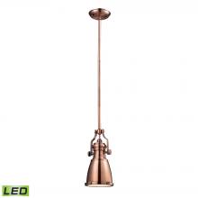 ELK Home Plus 66149-1-LED - Chadwick 1-Light Mini Pendant in Antique Copper with Matching Shade - Includes LED Bulb