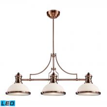 ELK Home Plus 66245-3-LED - Chadwick 3-Light Island Light in Antique Copper with White Glass - Includes LED Bulbs