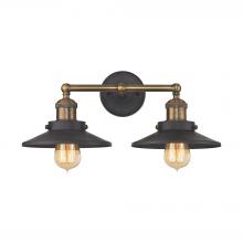 ELK Home Plus 67181/2 - English Pub 2-Light Vanity Lamp in Antique Brass and Tarnished Graphite with Metal Shade