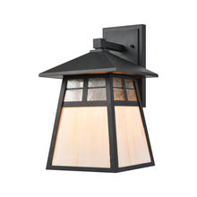 ELK Home Plus 87051/1 - Cottage 1-Light Sconce in Matte Black with Antique White Art Glass and Clear Textured Glass