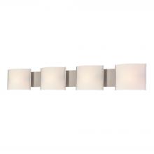 ELK Home Plus BV714-10-16 - Pannelli 4-Light Vanity Sconce in Stainless Steel with Hand-formed White Opal Glass