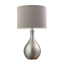 ELK Home Plus D124 - Hammered Chrome-plated Table Lamp with Grey Faux Silk Shade