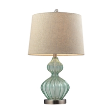 ELK Home Plus D141 - Smoked Glass Table Lamp in Pale Green with Metallic Linen Shade