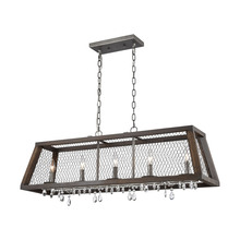 ELK Home Plus D3998 - Renaissance Invention 5-Light Linear Chandelier in Aged Wood and Wire