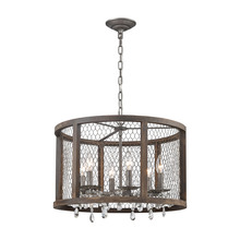 ELK Home Plus D4004 - Renaissance Invention 6-Light Chandelier in Aged Wood and Wire - Drum