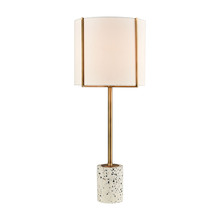 ELK Home Plus D4551 - Trussed Table Lamp in White Terazzo and Gold with a Pure White Linen Shade
