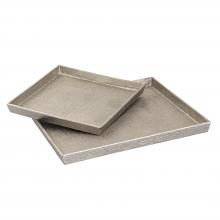 ELK Home Plus H0807-10661/S2 - Square Linen Texture Tray - Set of 2 Nickel