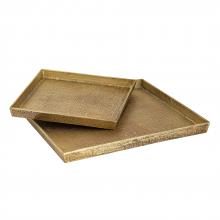 ELK Home Plus H0807-10664/S2 - Square Linen Texture Tray - Set of 2 Brass