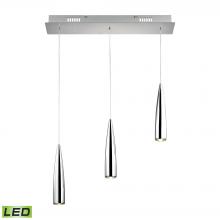 ELK Home Plus LC703-15-15 - Century 3-Light Linear Pendant Fixture in Chrome with Chrome Metal Shades - Integrated LED