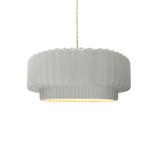 Justice Design Group CER-6550-BIS-MBLK-BEIG-TWST - Small Tier Pleated 1-Light Pendant