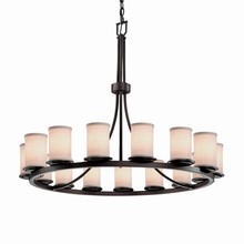 Justice Design Group FAB-8715-10-WHTE-DBRZ - Dakota 15-Light 1-Tier Ring Chandelier