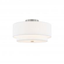 Justice Design Group FAB-9772-WHTE-NCKL - Classic 15" Tiered Drum Semi-Flush