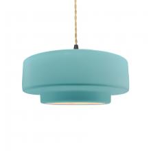 Justice Design Group CER-6543-RFPL-MBLK-BEIG-TWST - Medium Tier 1-Light Pendant