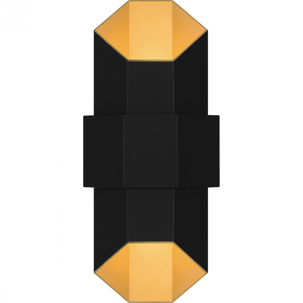 Chasm Integrated LED Matte Black Gold Outdoor Wall Lantern