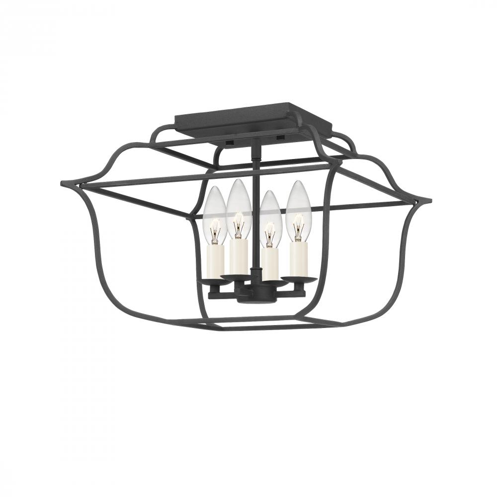 Gallery 4-Light Royal Ebony Semi-Flush Mount Light