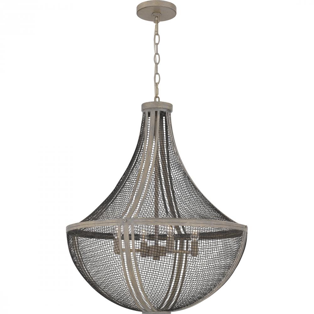 Hallie 4-Light Distressed Grey Wood Pendant Light