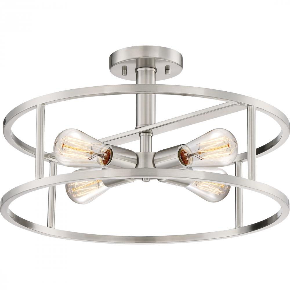 New Harbor 4-Light Brushed Nickel Semi-Flush Mount Light