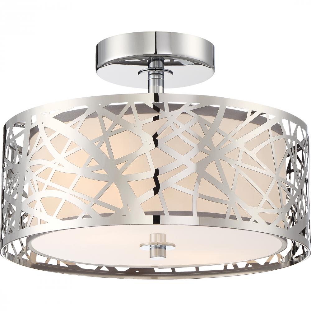 Abode 2-Light Polished Chrome Semi-Flush Mount Light