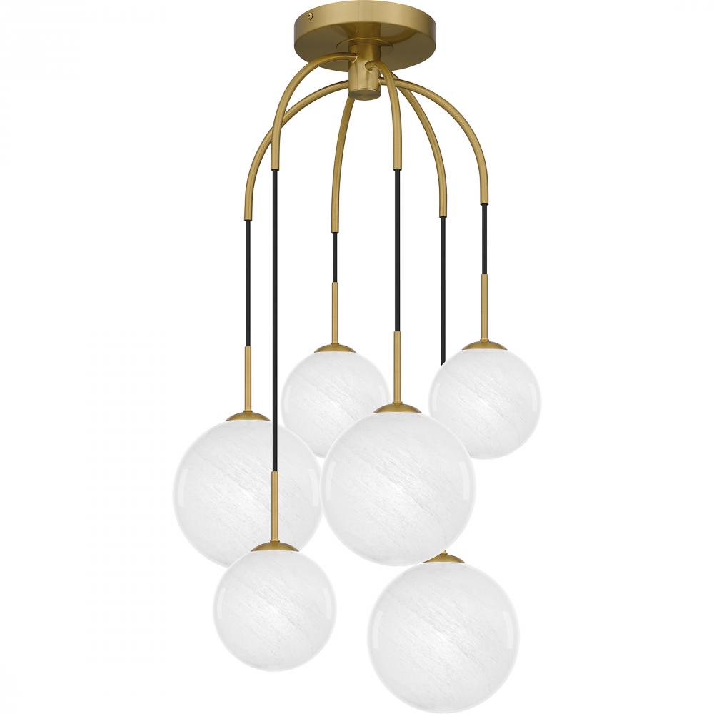 Wonderstruck 6-Light Aged Brass Pendant Light