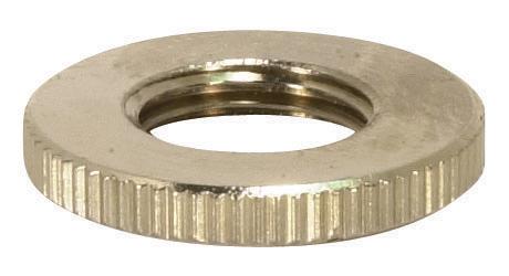 Brass Round Knurled Locknut; 3/4" Diameter; 1/8 IP; 3/32" Thick; Nickel Plated Finish
