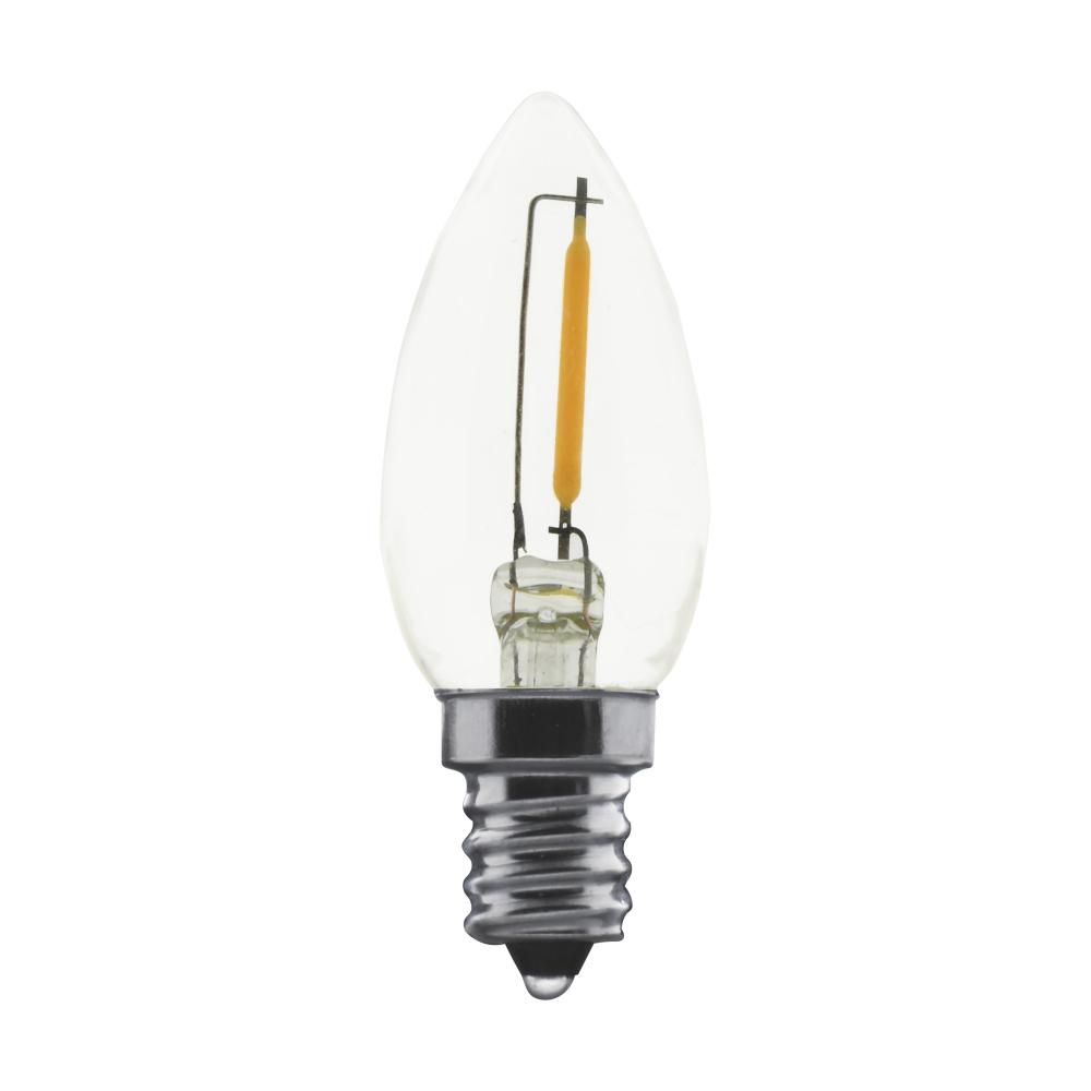 0.7 Watt LED Filament; C7; Clear; 2700K; Candelabra base; 120 Volt; Carded 2 Pack