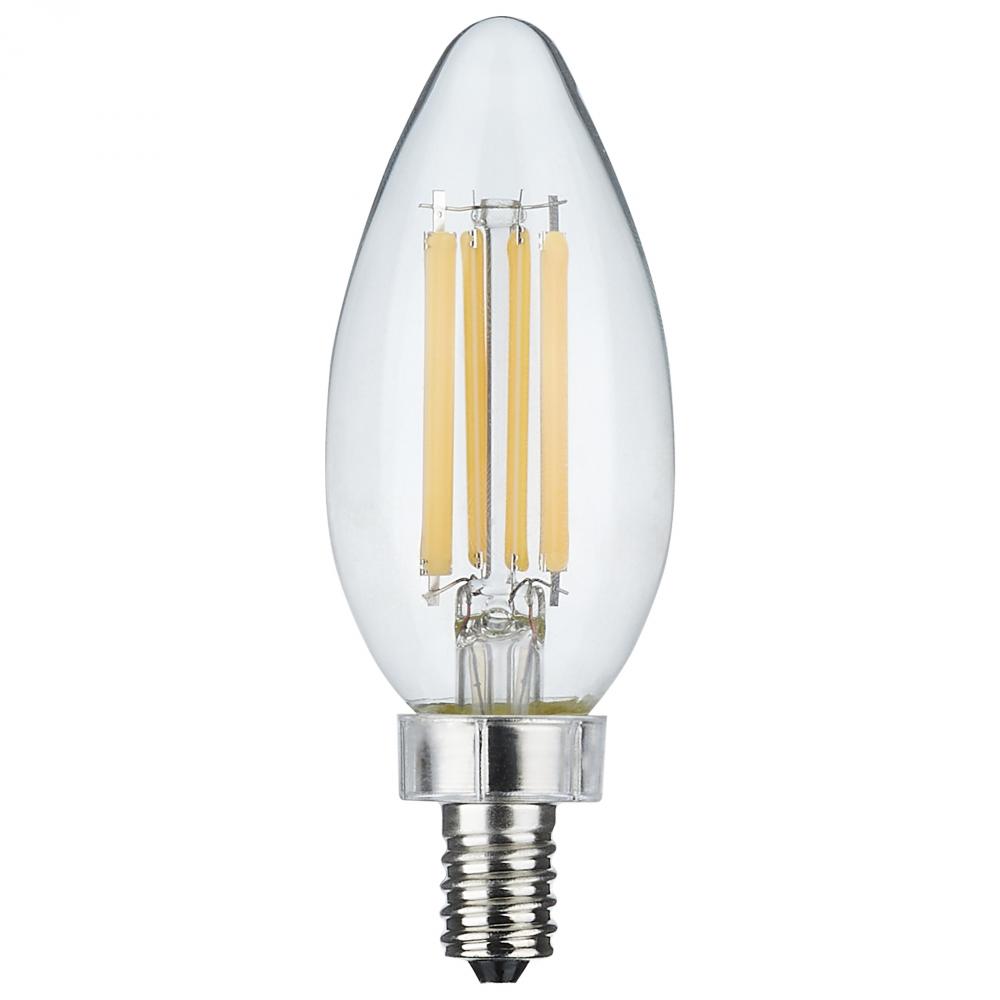 8 Watt C11 LED Filament; Clear Finish; Candelabra Base; 5000K; 90 CRI; 800 Lumens; 120 Volt