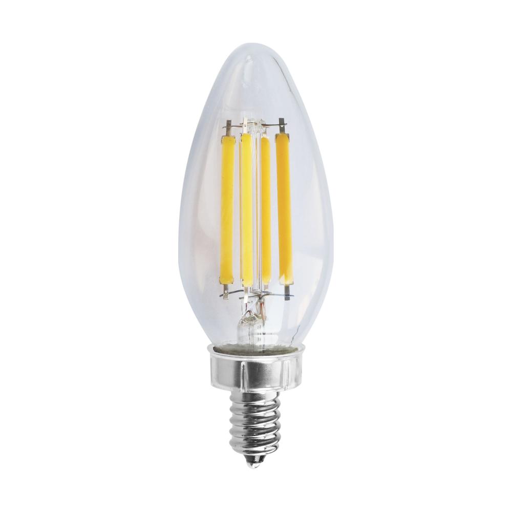 8 Watt C11 LED Filament; Clear; Candelabra base; 3000K; 90 CRI; 760 Lumens; 120 Volt
