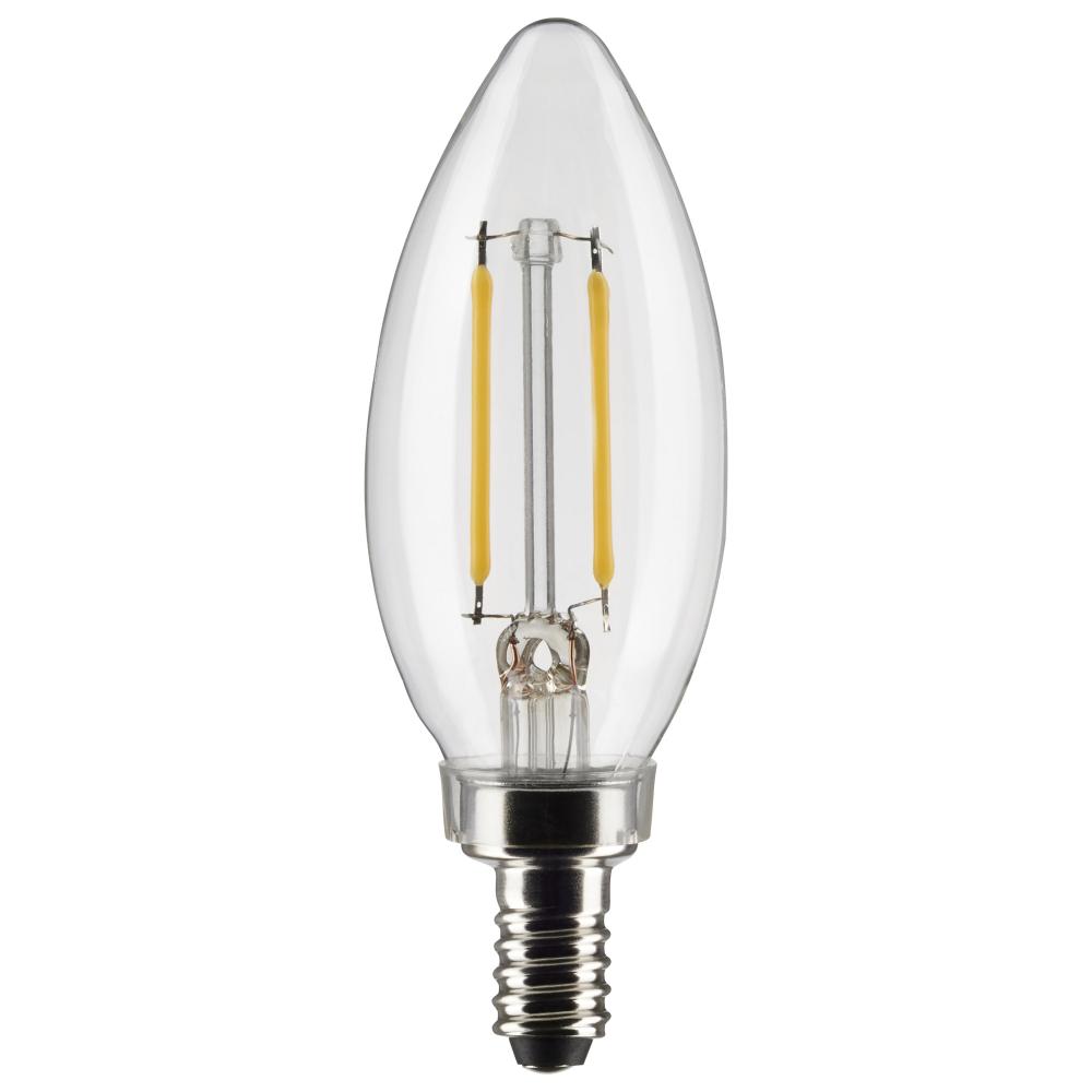 3 Watt B11 LED Filament; Clear; Candelabra base; 90 CRI; 2700K; 120 Volt