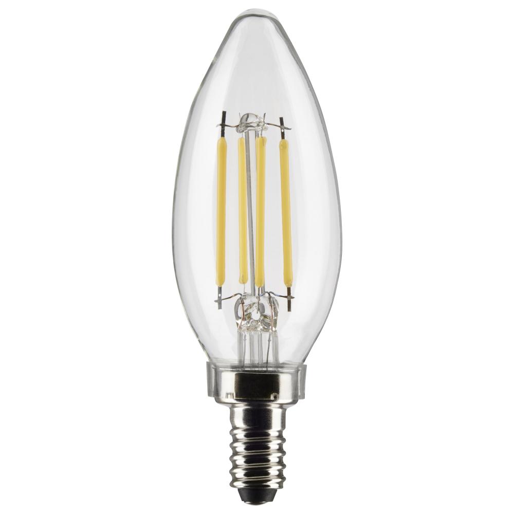 4 Watt B11 LED Filament; Clear; Candelabra base; 90 CRI; 3500K; 120 Volt