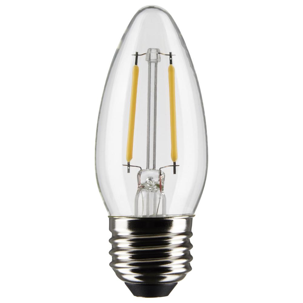 3 Watt B11 LED Filament; Clear; Medium base; 90 CRI; 2700K; 120 Volt