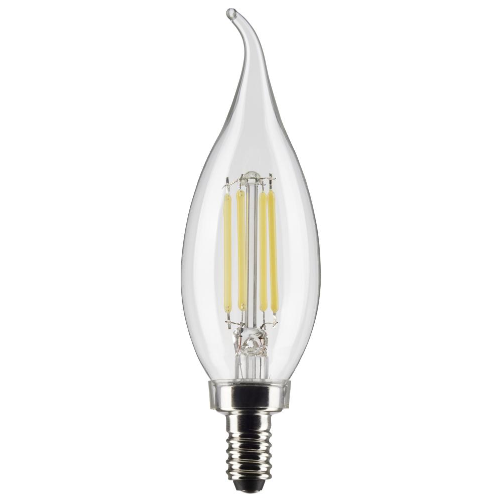 4 Watt CA10 LED Filament; Clear; Candelabra base; 90 CRI; 4000K; 120 Volt