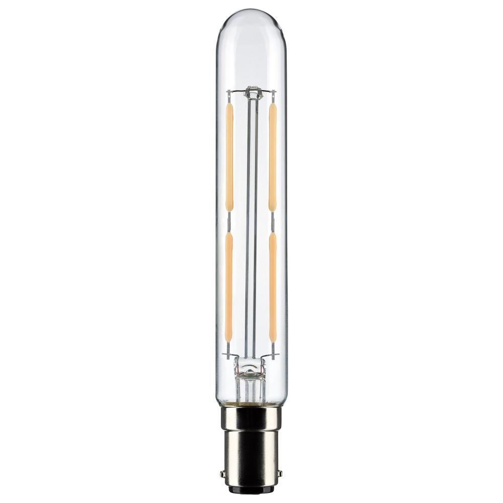4 Watt T6.5 LED Filament; Clear; Double Contact Bayonet Base; 4000K; 400 Lumens; 120 Volt