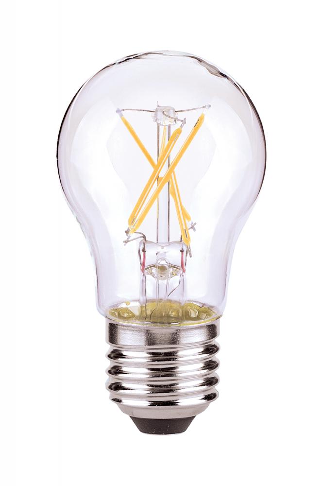 5.5 Watt; A15 LED Filament; Clear; 2700K; Candelabra base; 120 Volt; 2-Card