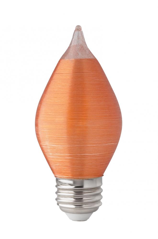 4 Watt C15 LED; Satin Spun; Amber; Medium base; 2100K; 240 Lumens; 120 Volt; Carded