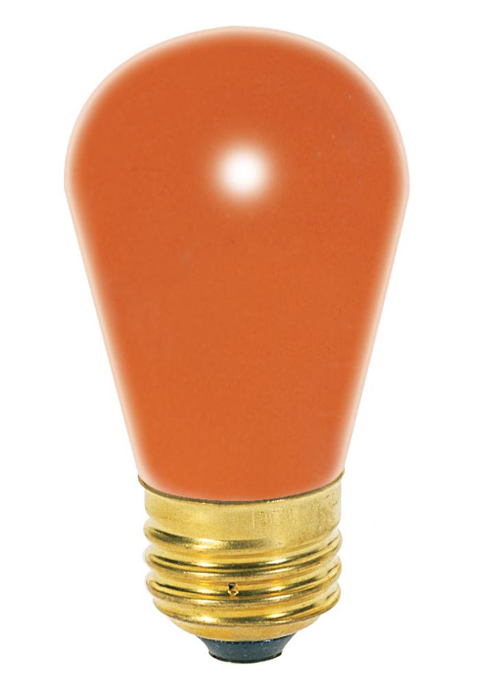 11 Watt S14 Incandescent; Ceramic Orange; 2500 Average rated hours; Medium base; 130 Volt; Carded