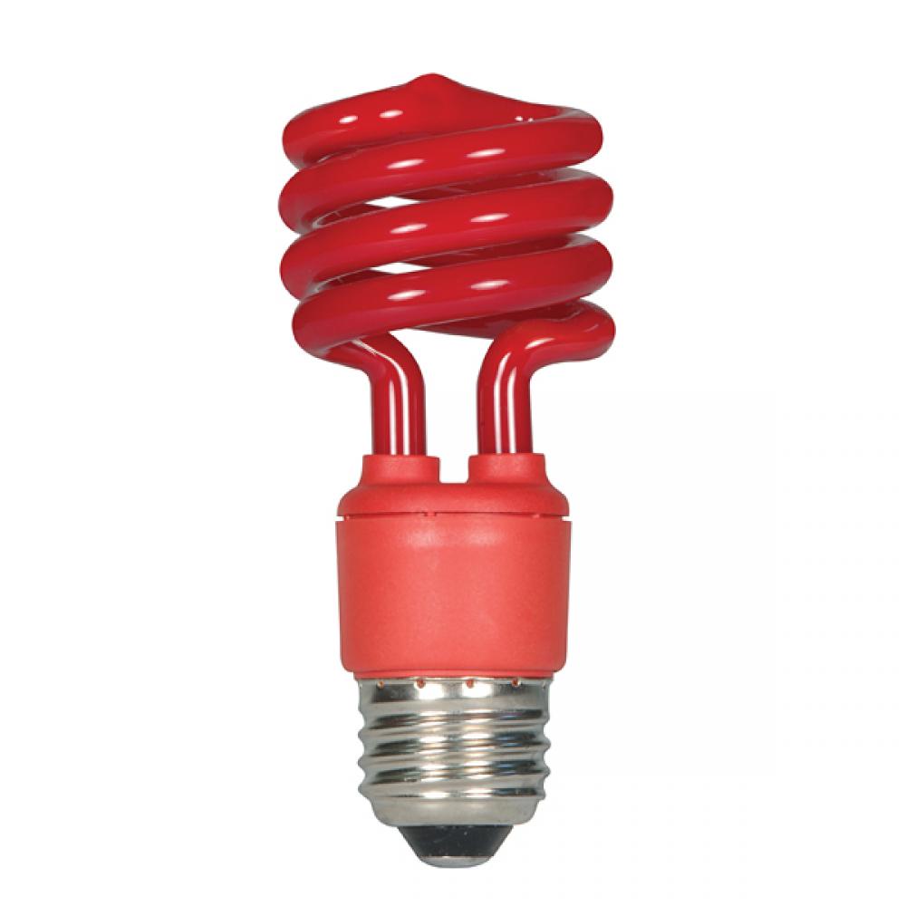 13 Watt; Mini Spiral Compact Fluorescent; Red; Medium base; 120 Volt