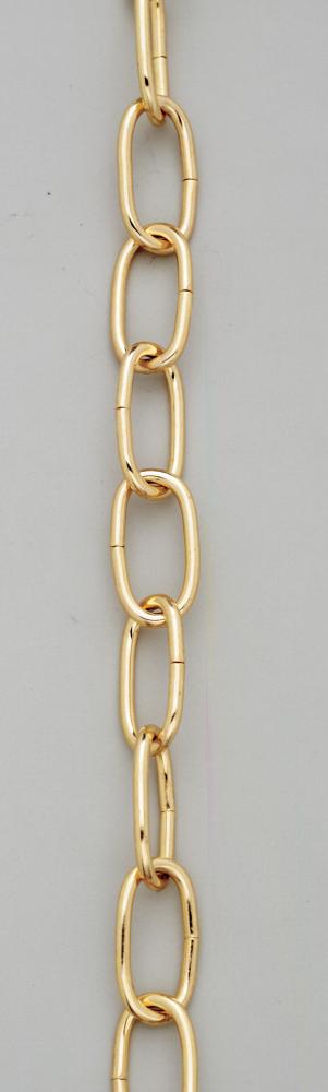 8 Gauge Chain; Polished Brass Finish; 1 Yard Length