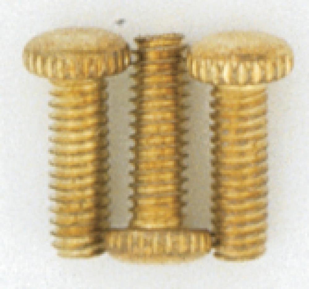 3 Knurled Screws; 8/32; Brass Plated Finish