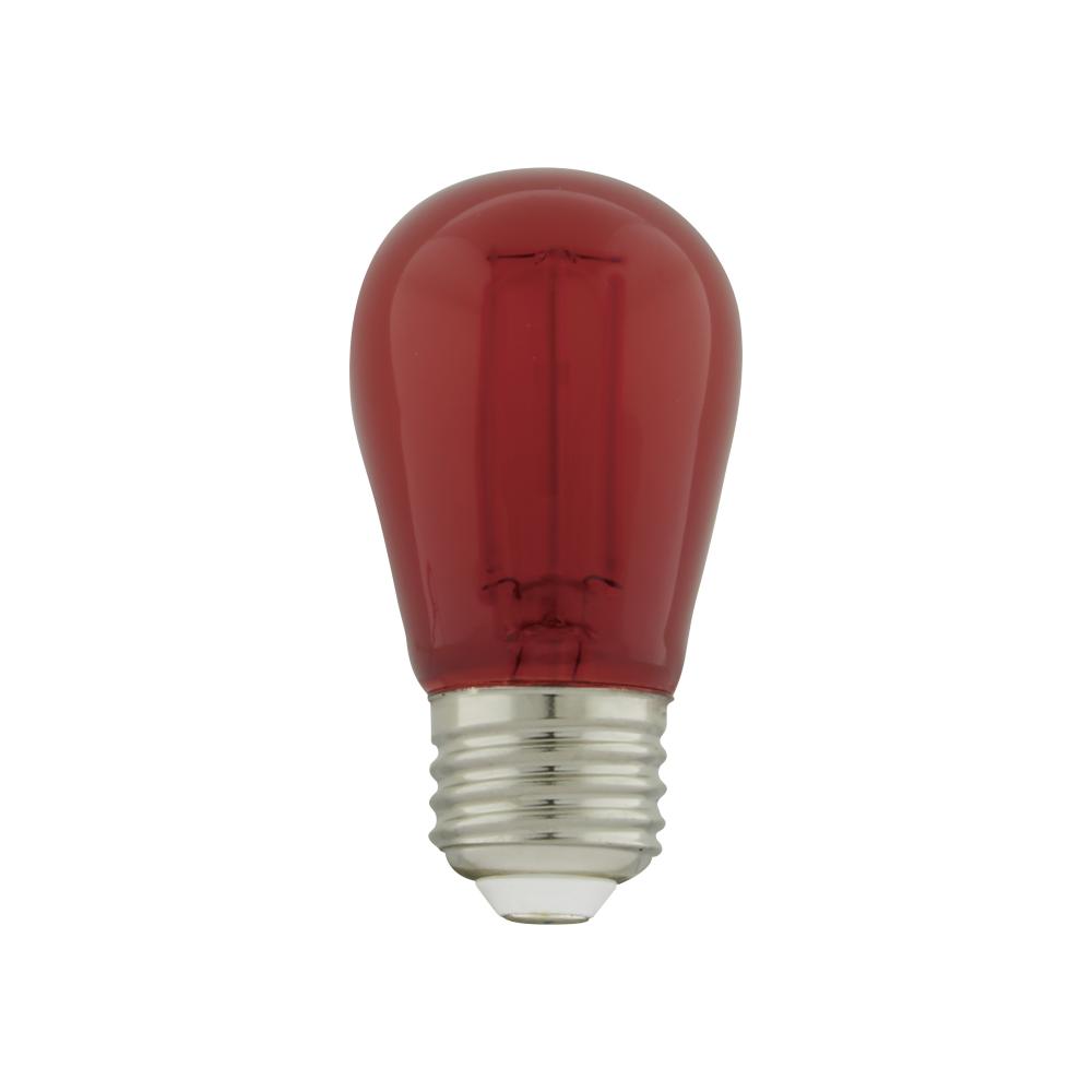1 Watt; S14 LED Filament; Red Transparent Glass Bulb; E26 Base; 120 Volt; Non-Dimmable; Pack of 4