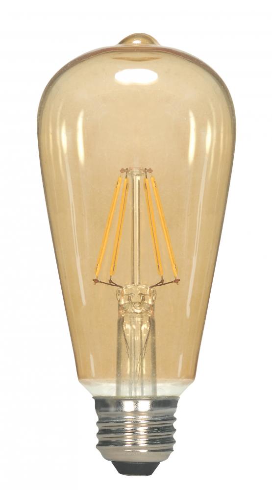 2.5 Watt ST19 LED Filament; Transparent Amber; Medium base; 2000K; 220 Lumens; 120 Volt
