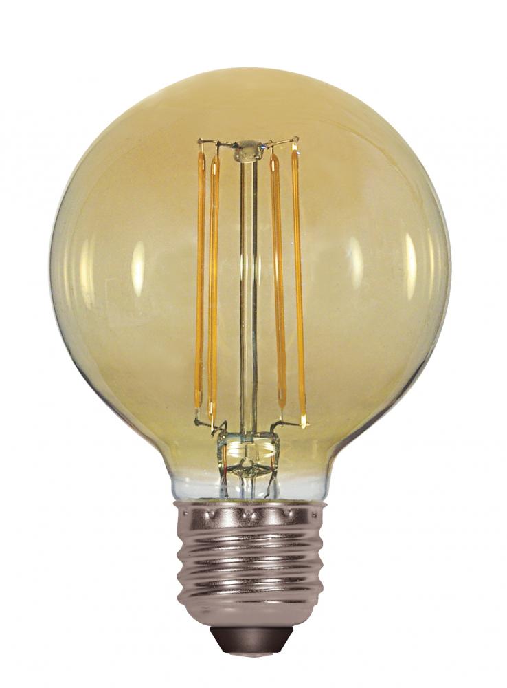 4.5 Watt G25 LED Filament; Amber; Medium base; 2000K; 380 Lumens; 120 Volt