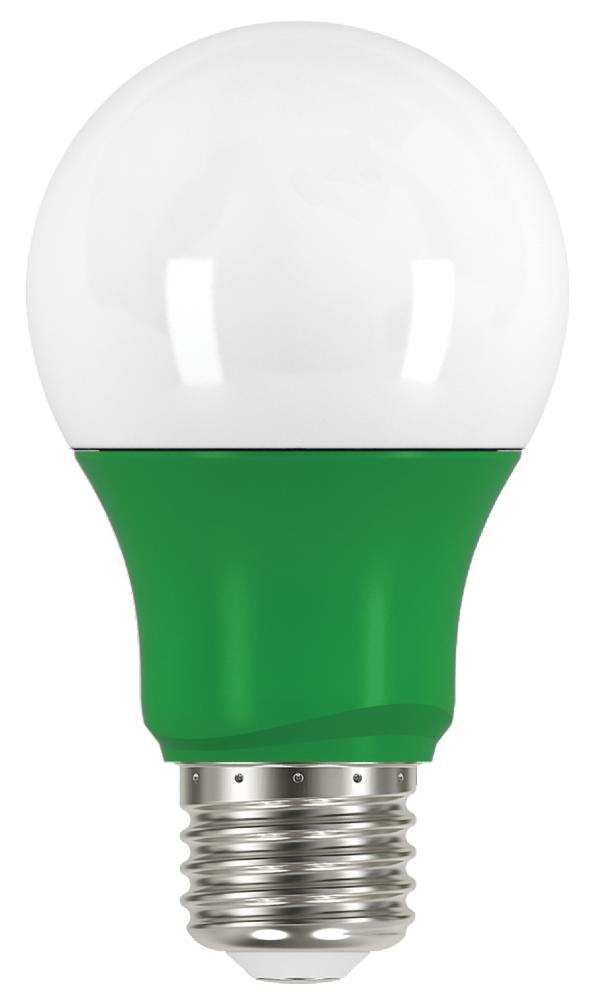 2 Watt; A19 LED; Green when lit; Medium base; 120 Volt