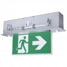 Satco Products Inc. 67/550 - Running Man Green Combo Edge Lit Exit Sign/Emergency Light; 120-347V; 2HR backup; Single/Dual Face;