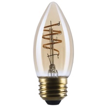 Satco Products Inc. S14223 - 5.5W C11 LED 90CRI 2000K 500LM E26 Glass Clear Amber Coil Filament Dimmable 1 Pack