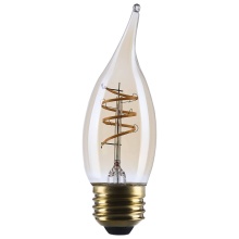 Satco Products Inc. S14225 - 5.5W CA11 LED 90CRI 2000K 500LM E26 Glass Clear Amber Coil Filament Dimmable 1 Pack