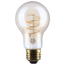 Satco Products Inc. S14228 - 8W A19 LED 90CRI 2000K 800LM E26 Glass Clear Amber Coil Filament Dimmable 1 Pack