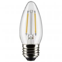 Satco Products Inc. S21282 - 3 Watt B11 LED Filament; Clear; Medium base; 90 CRI; 2700K; 120 Volt